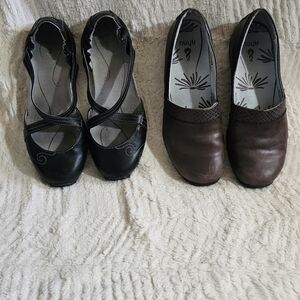 Lot Of 2 Ahnu Brown and Black Flats Comfortable Everyday